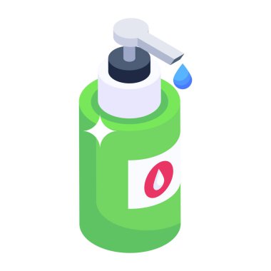 Bir şişe su ikonu. Beyaz arkaplanda izole edilmiş web tasarımı için izometrik sabun vektör simgeleri