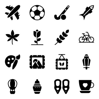 Beyaz arkaplanda modern düz vektör simgeleri kümesi 