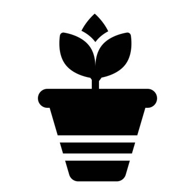 bitki pot ikonu vektör illüstrasyon grafik tasarımı