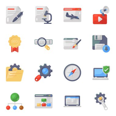 Simgelerin düz tasarım konsepti, vektör illüstrasyonu