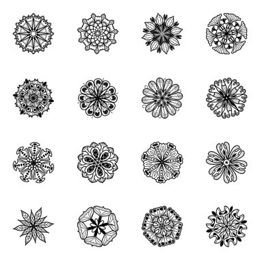 Siyah ve beyaz mandala desenleri. vektör illüstrasyonu