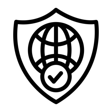 Kalkan düz çizgi simgesi, vektör illüstrasyonu