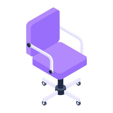 İzometrik sandalye ikonu. Web için mobilya vektör simgelerinin karikatür çizimi