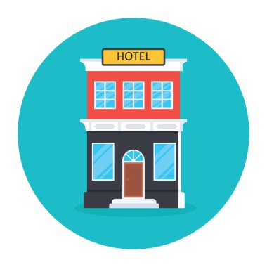 Otel binası ikon vektör illüstrasyonu