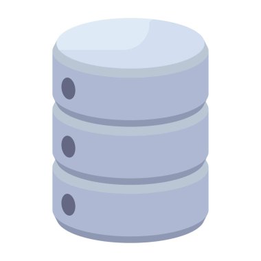 veritabanı simgesi. Beyaz arkaplanda izole edilmiş web tasarımı için sunucu vektör simgelerinin izometriği