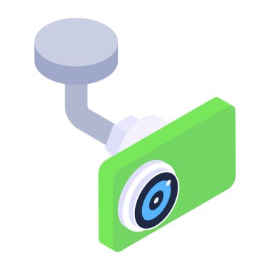 Kamera simgesi. Beyaz arkaplanda izole edilmiş web tasarımı için cctv vektör simgelerinin izometriği