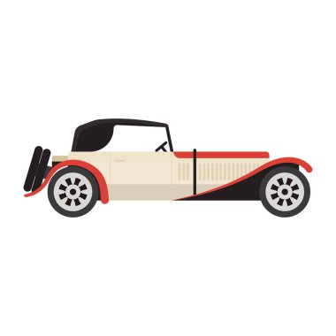 Araba ikonu. Retro vintage vektör logosunun düz çizimi.