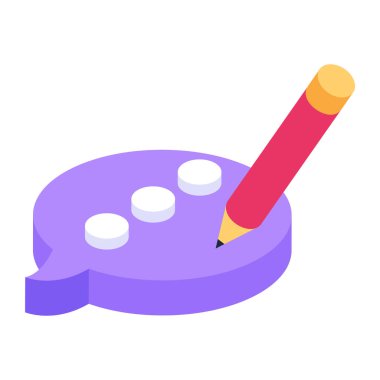 Kalem ve sohbet balonu. Web simgesi vektör illüstrasyonu