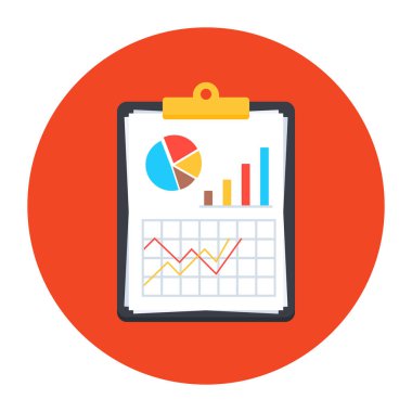 iş grafiği düz simgesi, vektör illüstrasyonu