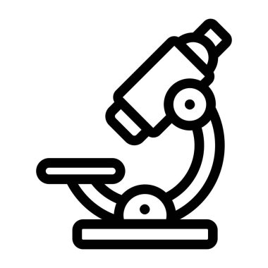 Mikroskop simgesi. Beyaz arkaplanda izole edilmiş web tasarımı için laboratuvar ekipmanı vektör simgelerinin basit çizimi