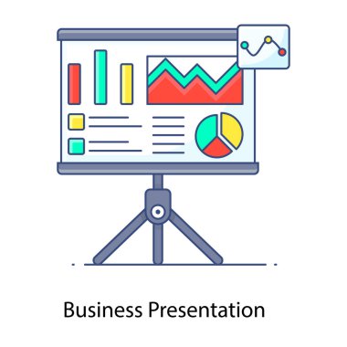 İş sunumu düz simge. vektör illüstrasyonu