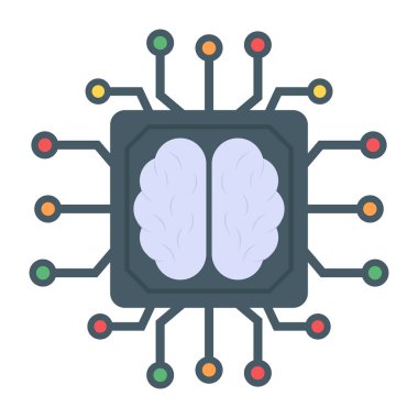 Beyin ikonu. Web için robot vektör simgelerinin düz çizimi
