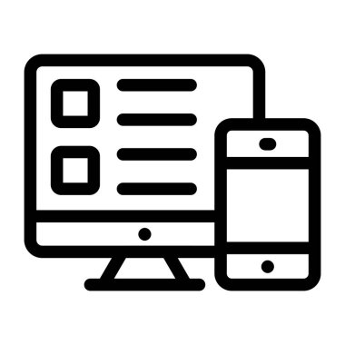 bilgisayar ve akıllı telefon simgesi vektör çizimi