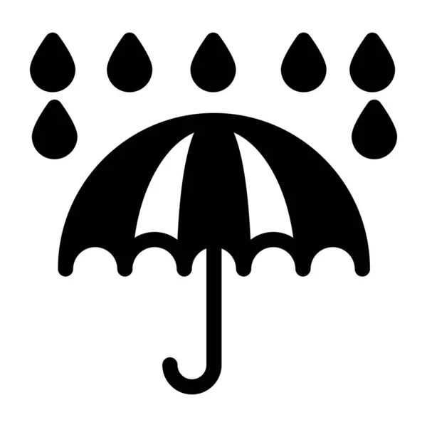 Umbrella Icon Black Sign White Vector Illustration — Stock Vector