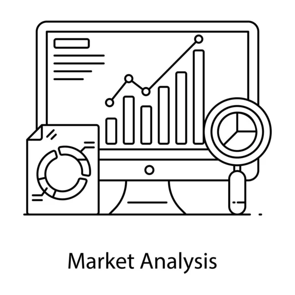 Ícone Linha Análise Negócios Ilustração Vetorial — Vetor de Stock