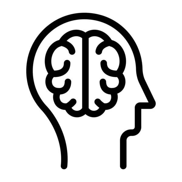 人間の脳アイコンベクター 輪郭思考の顔のサイン 孤立した輪郭記号図 — ストックベクタ