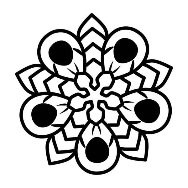 Floral Ornament Line Art Black White Pattern — Stock Vector
