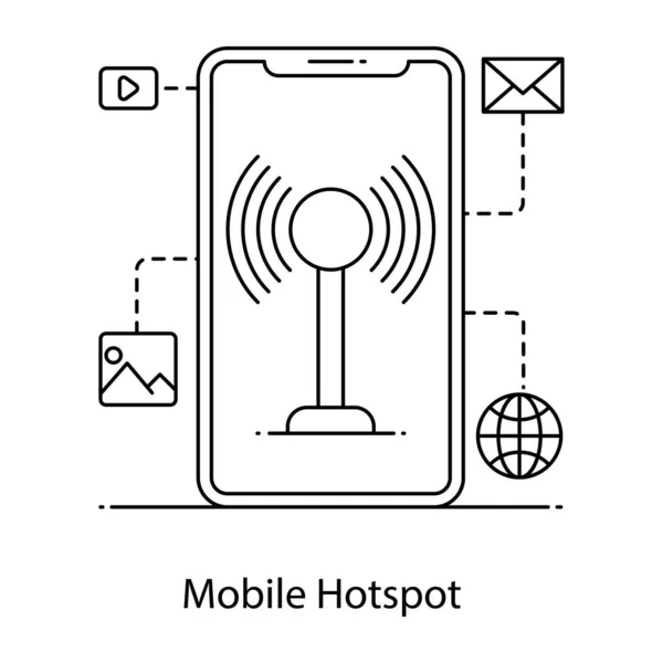 Smartphone Con Linea Wifi Icona Stile Riempimento Design Tecnologia Comunicazione — Vettoriale Stock