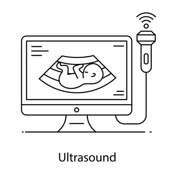 Lijnpictogram Van Een Monitor Met Een Handgetekende Contourstijl — Stockvector