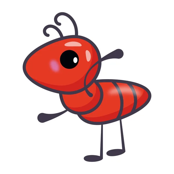 Καρτούν Χαριτωμένο Μυρμήγκι Απομονώνονται Λευκό — Διανυσματικό Αρχείο
