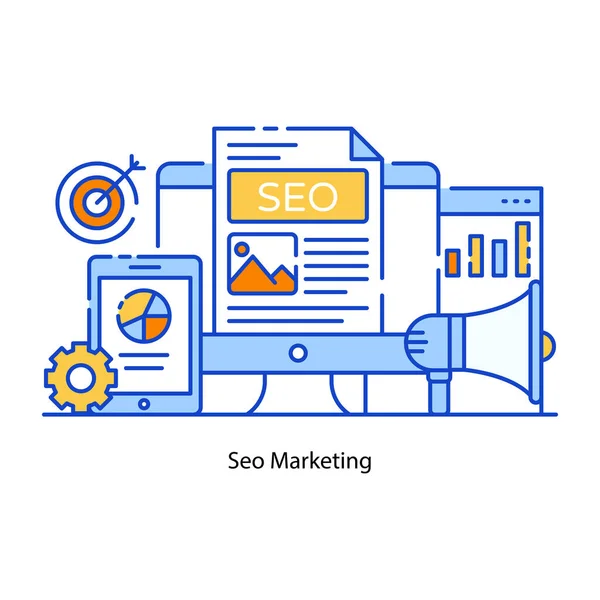 Concepto Diseño Plano Ilustración Vectorial Del Icono Seo — Vector de stock