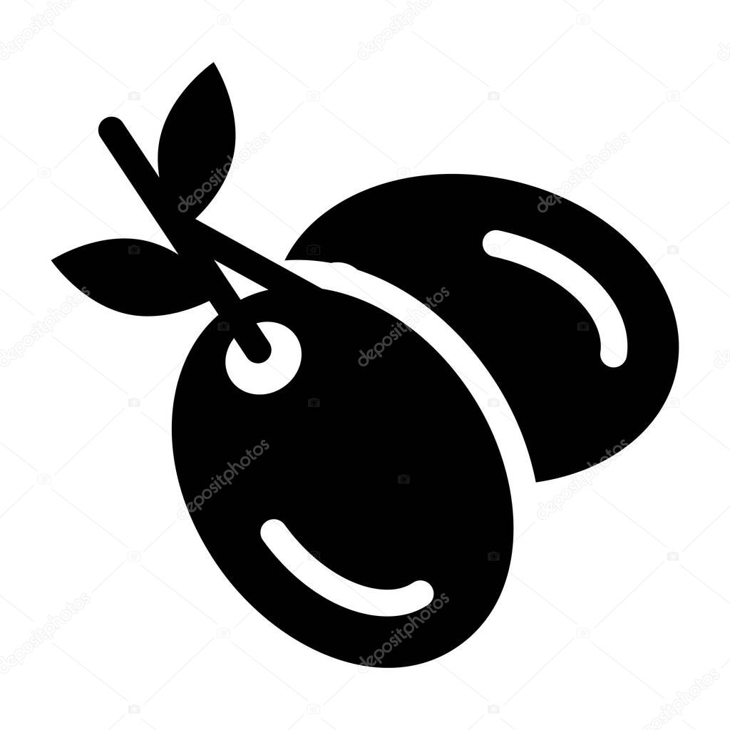 black and white vector illustration of a plums
