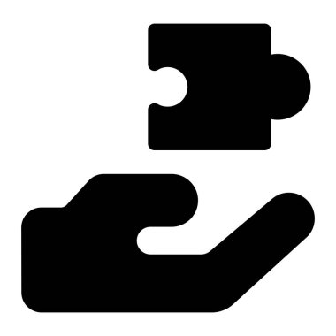 Yapboz simgesini tutan bir el. vektör illüstrasyonu