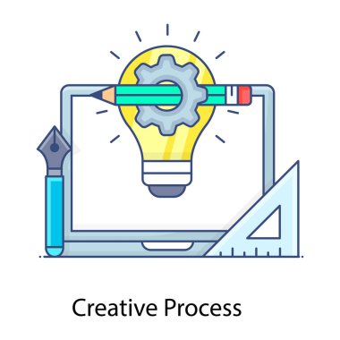 yaratıcı ve yenilik kavramı, düz tasarım simgesi