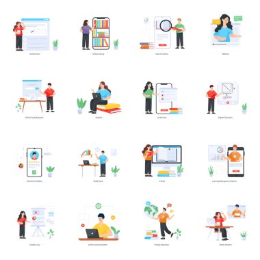 Ofiste çalışan iş adamları. vektör illüstrasyonu