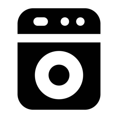 çamaşır makinesi simgesi, vektör illüstrasyonu