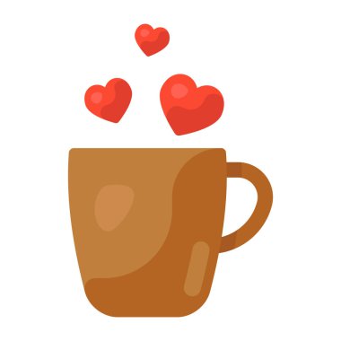kahve fincanı kalp vektör çizim tasarımı