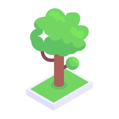 Ağaç simgesi. Beyaz arkaplanda izole edilmiş web tasarımı için izometrik ağaç vektör sembolü