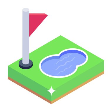 İzometrik şehir bayrağı simgesi. Country Road vektör sembolü çizimi. beyaz arkaplanda izole