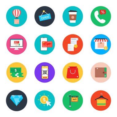 Bankacılık, alışveriş, inşaat ve diğer vektör nesnelerinin satır simgelerini ayarla.