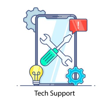 Akıllı telefon ve ekipman. düz dizayn. vektör illüstrasyonu