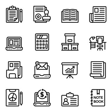 Beyaz arkaplanda modern düz vektör simgeleri kümesi 