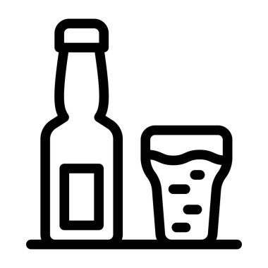 Bira şişesi ikonu. Web için viski vektör simgelerinin özet çizimi