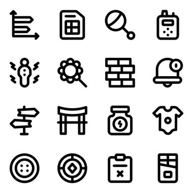 Ağ simgeleri ayarlandı. Kullanım için 36 geliştirme vektör simgesinin özet biçimi.