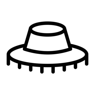 Şapka ikonu. siyah ve beyaz vektör çizimi