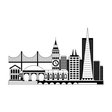Şehir manzaralı modern bir mimarinin vektör çizimi