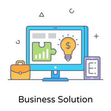 düz tasarım konsepti, iş çözümünün vektör illüstrasyonu