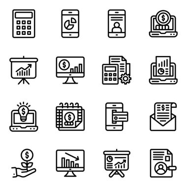 iş simgeleri kümesi, vektör illüstrasyonu