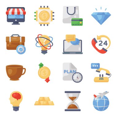 Web ve mobil uygulamalar için iş düz simgeleri