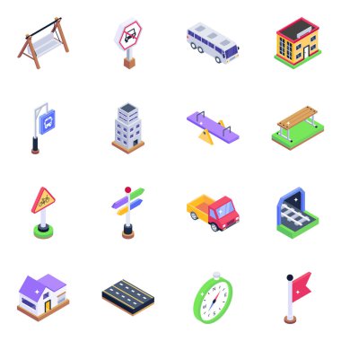 Beyaz zemin üzerinde izole edilmiş 9 tip insanın izometrik simgeleri. vektör illüstrasyonu.