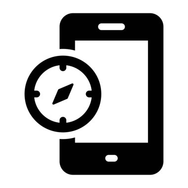 Akıllı telefon ikonlu pusula. vektör illüstrasyonu