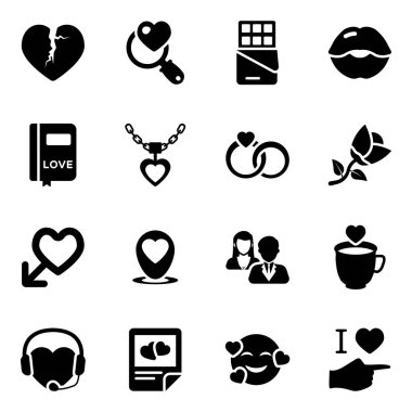 Aşk ve aşk ikonları ayarlandı. Ağ için basit çift vektör sembolü biçimi