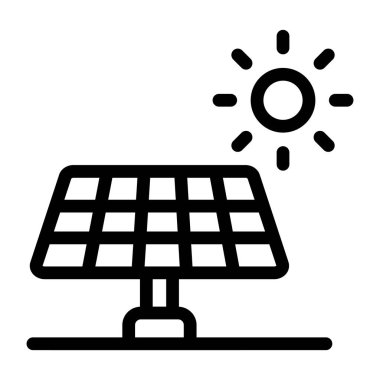 Güneş enerjisi ikonu. Web için eko pil vektör simgelerinin özet çizimi