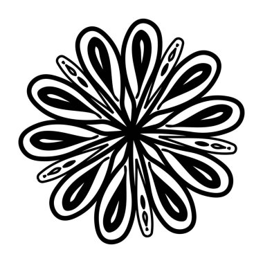 siyah ve beyaz soyut çiçek deseni, vektör illüstrasyonu