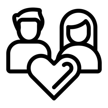 Aşk ve romantizm çizgi vektör simgesi.