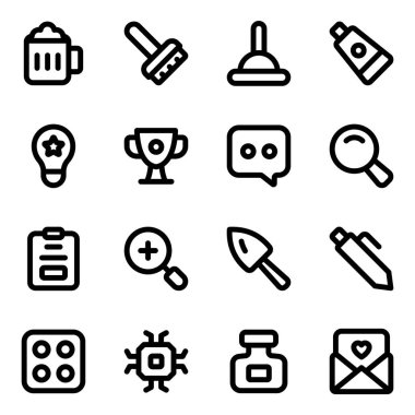 Beyaz arkaplanda modern düz vektör simgeleri kümesi 